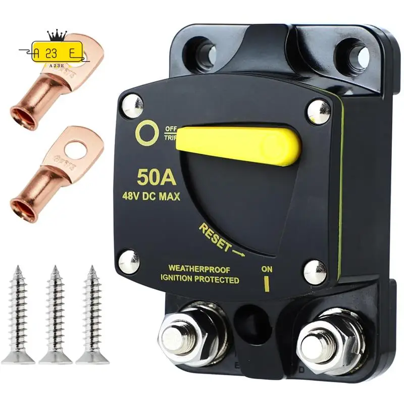 A23E-Marine Circuit Breaker Resettable With Manual Reset Switch Button For Boat Trolling RV Yacht, 12V - 48V DC
A23E-Marine Circuit Breaker Resettable With Manual Reset Switch Button For Boat Trolling RV Yacht, 12V - 48V DC
