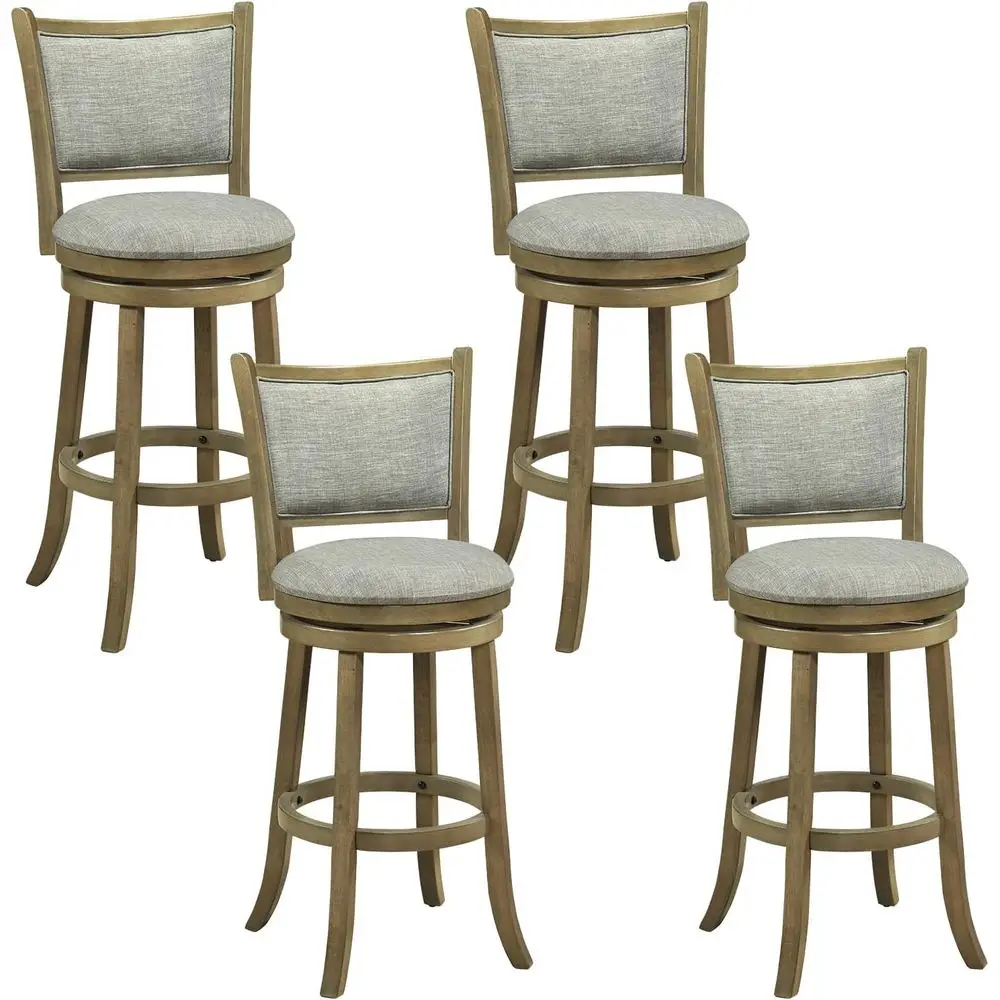 Set of 4, 30 High Backrest Swivel Bar Stools with Wood and Upholstered Seats for Kitchen Island and Dining Area
Set of 4, 30 High Backrest Swivel Bar Stools with Wood and Upholstered Seats for Kitchen Island and Dining Area