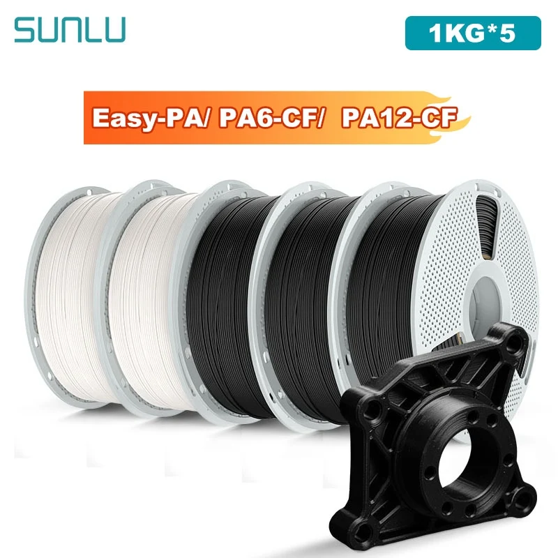 SUNLU 5KG Easy-PA/PA6-CF/ PA12-CF Filament 1.75mm 1KG Spool Carbon Fiber-Textured Nylon Filament for Industrial Parts&3D Printer
SUNLU 5KG Easy-PA/PA6-CF/ PA12-CF Filament 1.75mm 1KG Spool Carbon Fiber-Textured Nylon Filament for Industrial Parts&3D Printer