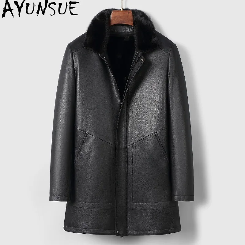 AYUNSUE 100% Real Goatskin Genuine Leather Jacket Men Real Fur Coat Detachable Mink Fur Liner Jackets Mid-length Warm Fur Coats
AYUNSUE 100% Real Goatskin Genuine Leather Jacket Men Real Fur Coat Detachable Mink Fur Liner Jackets Mid-length Warm Fur Coats