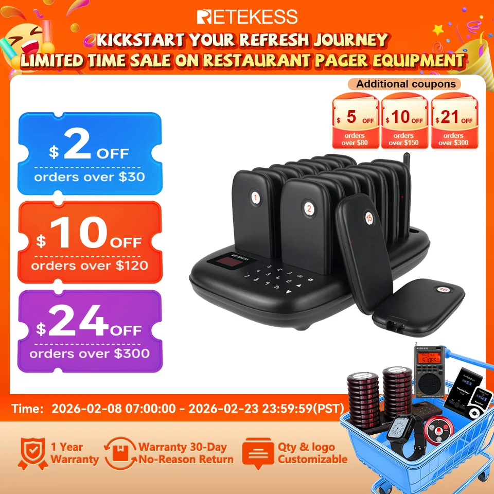 Беспроводная система вызова RETEKESS TD175 для ресторанов: вибропейджеры-приемники для фудтраков, кафе, баров, клиник
Беспроводная система вызова RETEKESS TD175 для ресторанов: вибропейджеры-приемники для фудтраков, кафе, баров, клиник