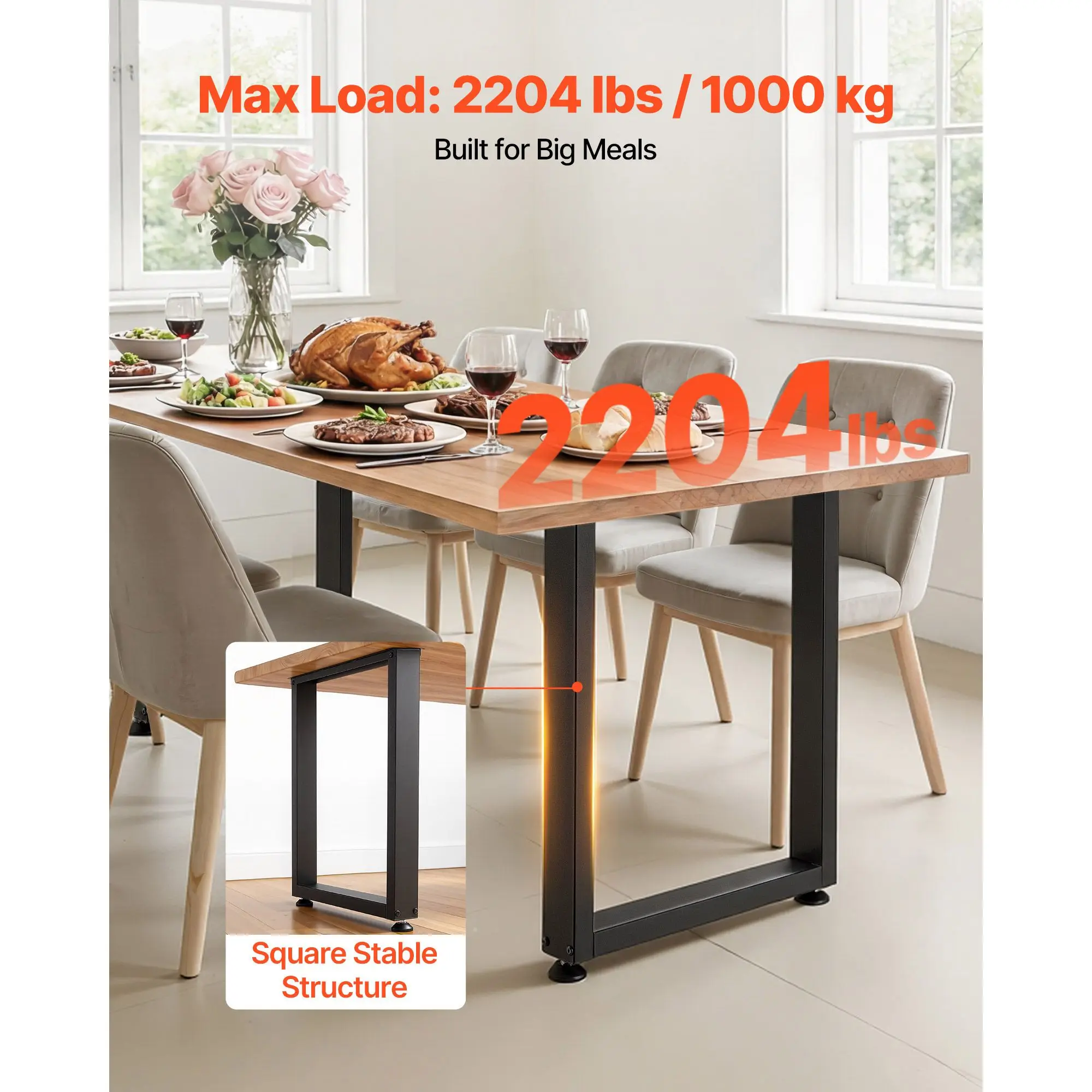 Table Legs, 29.5" H x 23.6" W Square Steel Furniture Legs, Modular Design, Easy Assembly, 2204 lbs Max Load Heavy Duty, for
Table Legs, 29.5" H x 23.6" W Square Steel Furniture Legs, Modular Design, Easy Assembly, 2204 lbs Max Load Heavy Duty, for