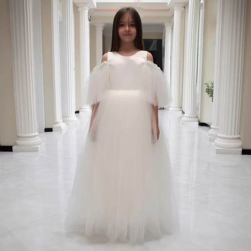 Custom White Flower Girl Dress Suitable for Weddings, Sleeveless, Elegant Princess Birthday Party Formal Event Evening Gown
Custom White Flower Girl Dress Suitable for Weddings, Sleeveless, Elegant Princess Birthday Party Formal Event Evening Gown
