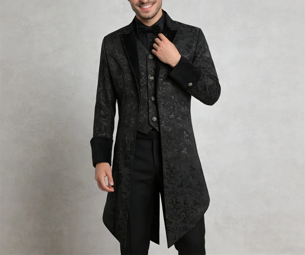 Jackquard Men's Tailcoar Fake 2 Piece Long Suit Costume XS-5XL Slim Fitting Singer Magician Performance Suit Coat
Jackquard Men's Tailcoar Fake 2 Piece Long Suit Costume XS-5XL Slim Fitting Singer Magician Performance Suit Coat