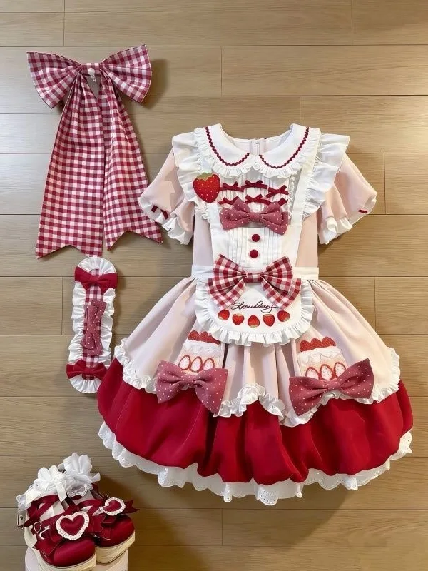 Cute Summer Lolita Skirt with Heavy Embroidery Strap Puffy Skirt Short Sleeve Sweet Doll Collar Back Bow Knot Girls Outfit
Cute Summer Lolita Skirt with Heavy Embroidery Strap Puffy Skirt Short Sleeve Sweet Doll Collar Back Bow Knot Girls Outfit