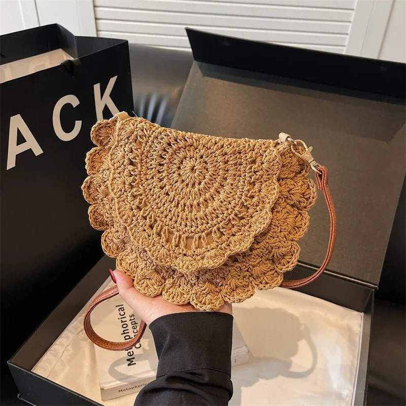 Minimalist Straw Bag Small Round Crossbody Purse Crochet Lace Women Shoulder Vocation Style Handbag Khaki
Minimalist Straw Bag Small Round Crossbody Purse Crochet Lace Women Shoulder Vocation Style Handbag Khaki