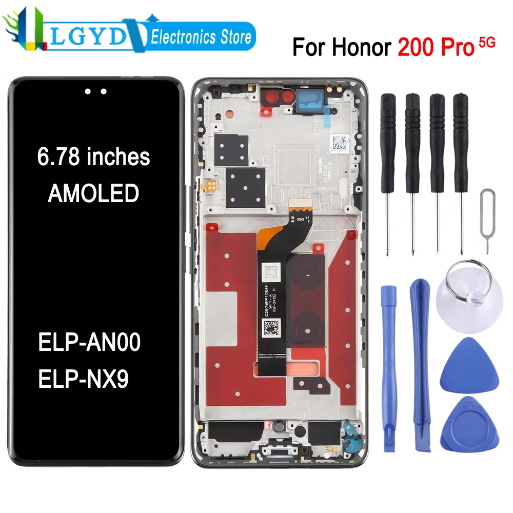 6.78 inches AMOLED Screen with Frame For Honor 200 Pro 5G, ELP-AN00 / ELP-NX9 Phone Display Touch Screen Repair Replacement Part
6.78 inches AMOLED Screen with Frame For Honor 200 Pro 5G, ELP-AN00 / ELP-NX9 Phone Display Touch Screen Repair Replacement Part
