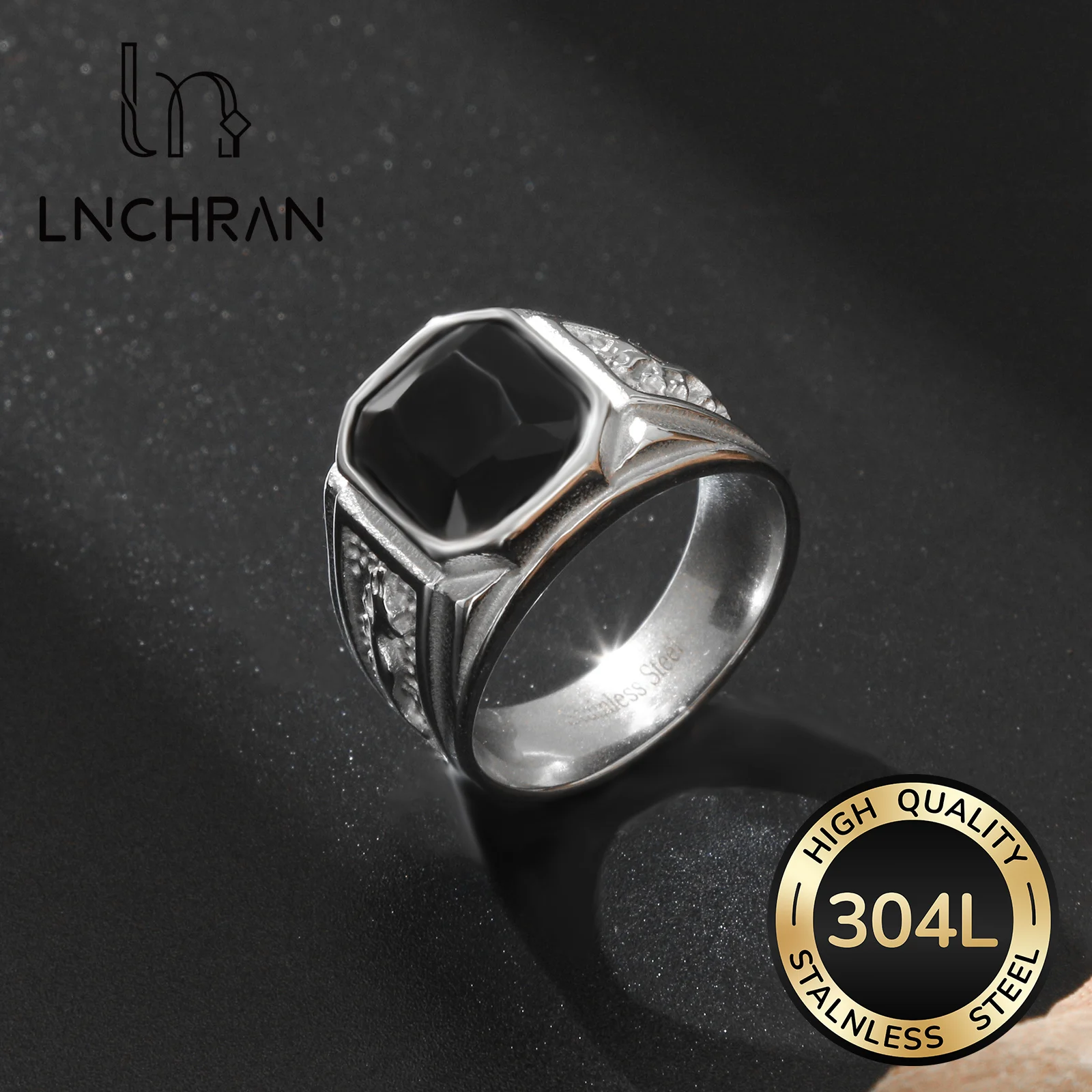 Silvery Tone Stainless Steel Black Synthetic Zirconia Signet Ring with Dragon Pattern for Men
Silvery Tone Stainless Steel Black Synthetic Zirconia Signet Ring with Dragon Pattern for Men