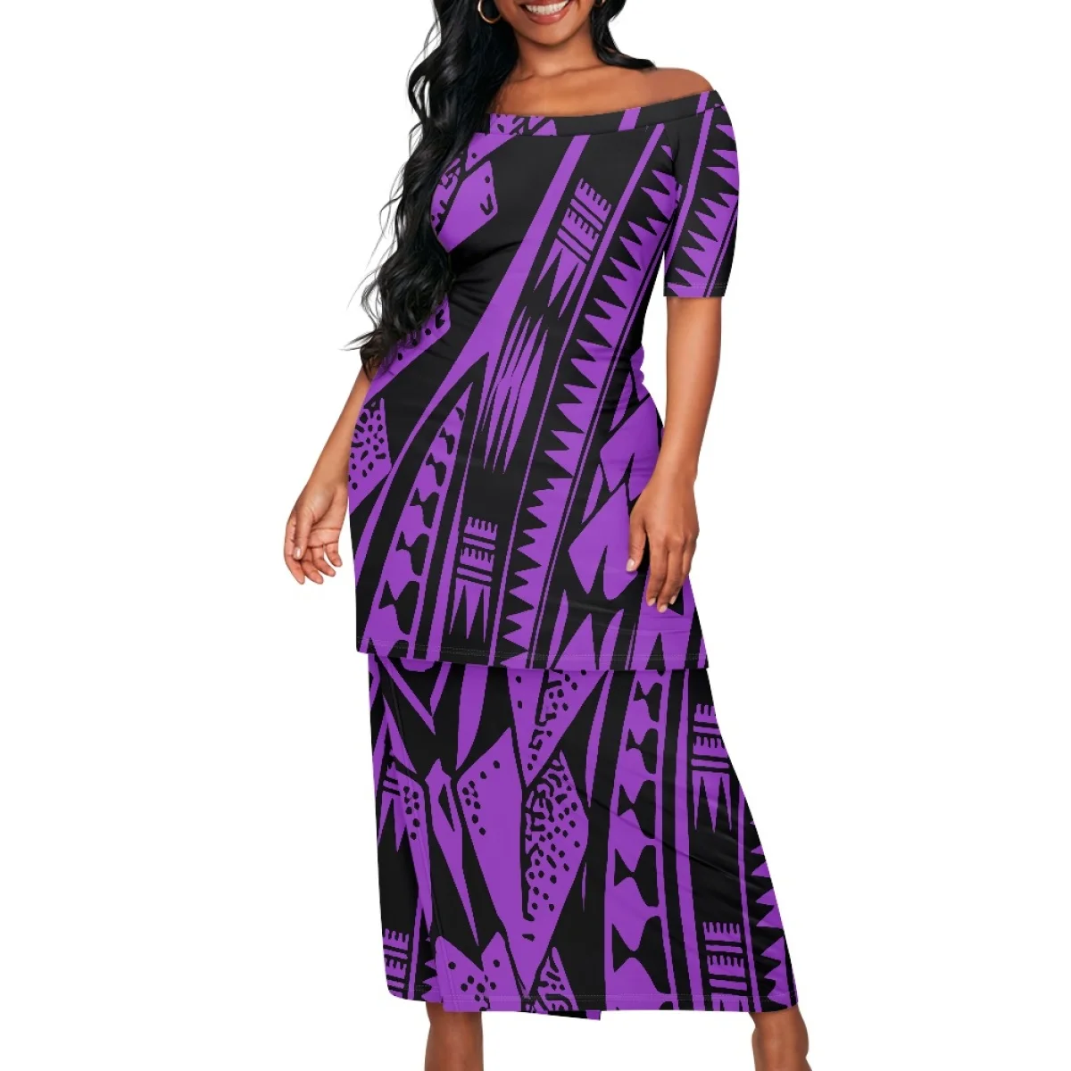 New design collaboration suit Polynesian women full length custom round neck design Hawaiian fabric ladies island two piece suit
New design collaboration suit Polynesian women full length custom round neck design Hawaiian fabric ladies island two piece suit