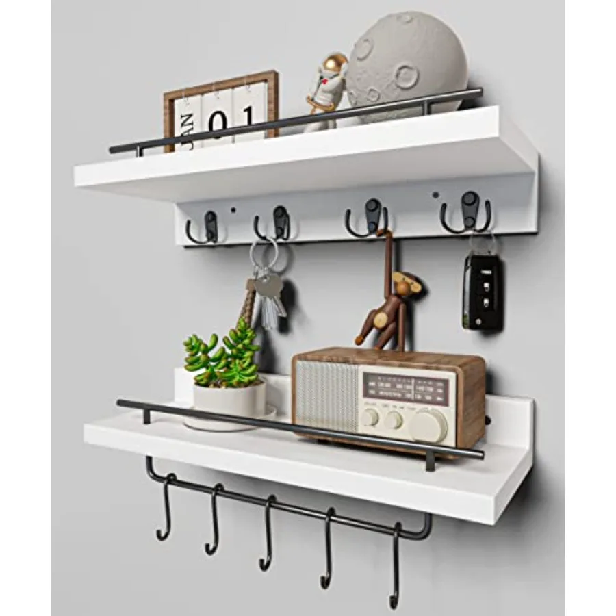 2 Floating Shelves with Hooks Wall Mounted Coat Rack Bathroom Shelf with Removable Towel Bar Hanging Shelves with 9 Hooks
2 Floating Shelves with Hooks Wall Mounted Coat Rack Bathroom Shelf with Removable Towel Bar Hanging Shelves with 9 Hooks