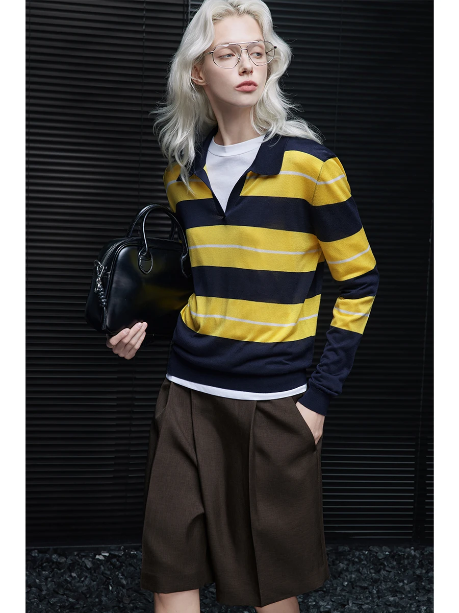 Cotton Striped Knitted Sweater Women's Loose Fit Street Sle V-Ne Long Sve Regular Thin Autumn New Arrival
Cotton Striped Knitted Sweater Women's Loose Fit Street Sle V-Ne Long Sve Regular Thin Autumn New Arrival