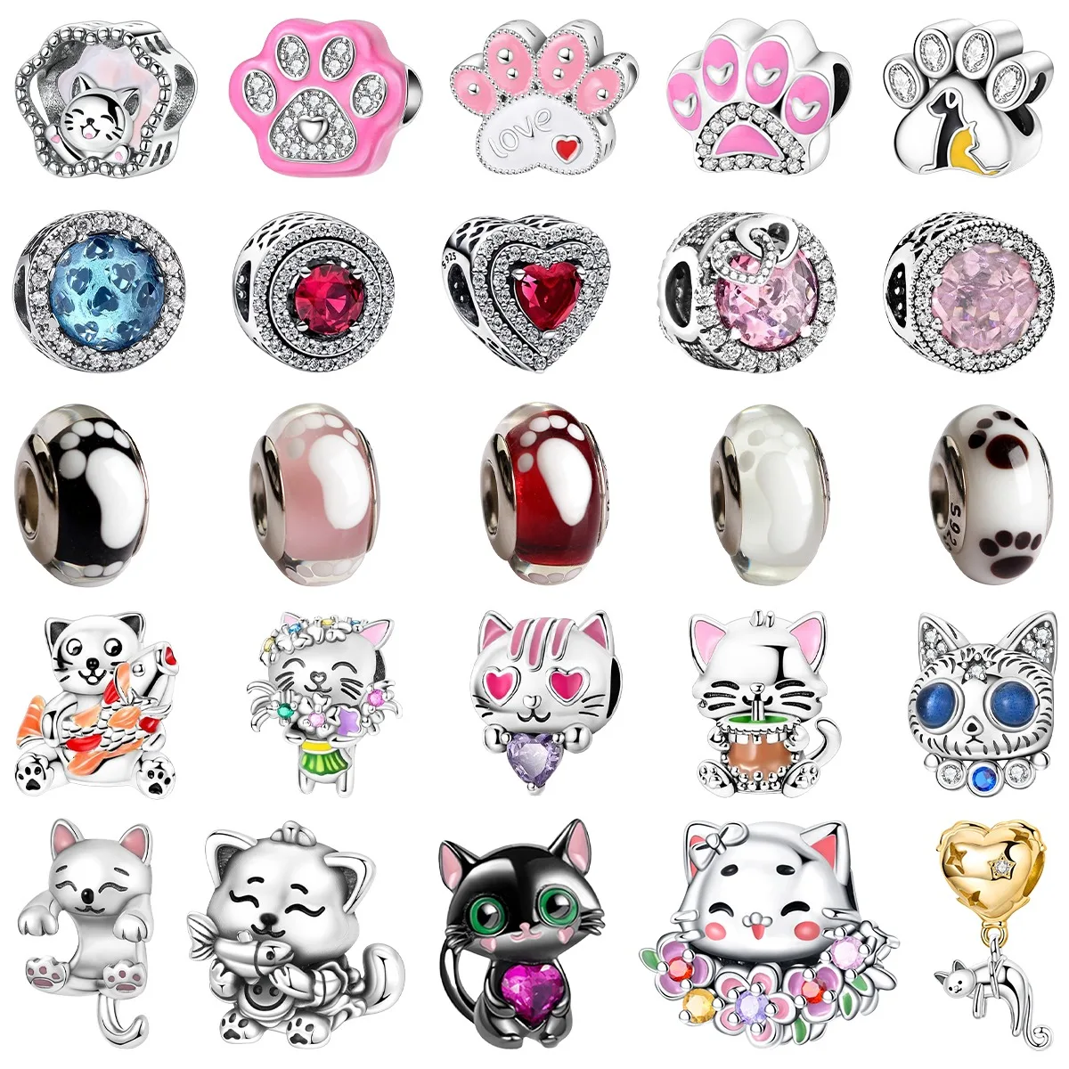 Original 925 Sterling Silver Pink Cat Paw round Glass Footprint beads Pet Cat Charms Fit Bracelets Necklace DIY Jewellery Gifts
Original 925 Sterling Silver Pink Cat Paw round Glass Footprint beads Pet Cat Charms Fit Bracelets Necklace DIY Jewellery Gifts
