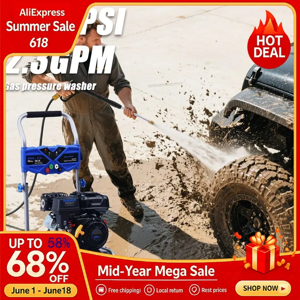 Gas Pressure Washer, 2.3GPM Gas Powered High Pressure Washer 209CC Engine, 4 Adjustable Nozzles, 25 ft High Pressure Hose,Custom
Gas Pressure Washer, 2.3GPM Gas Powered High Pressure Washer 209CC Engine, 4 Adjustable Nozzles, 25 ft High Pressure Hose,Custom