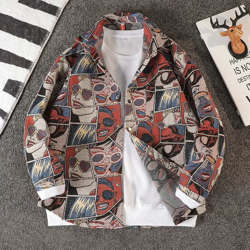 Men's shirt jacket popular autumn color woven jacquard casual lapel trendy and versatile loose fitting tailcoat streetwear y2k
Men's shirt jacket popular autumn color woven jacquard casual lapel trendy and versatile loose fitting tailcoat streetwear y2k