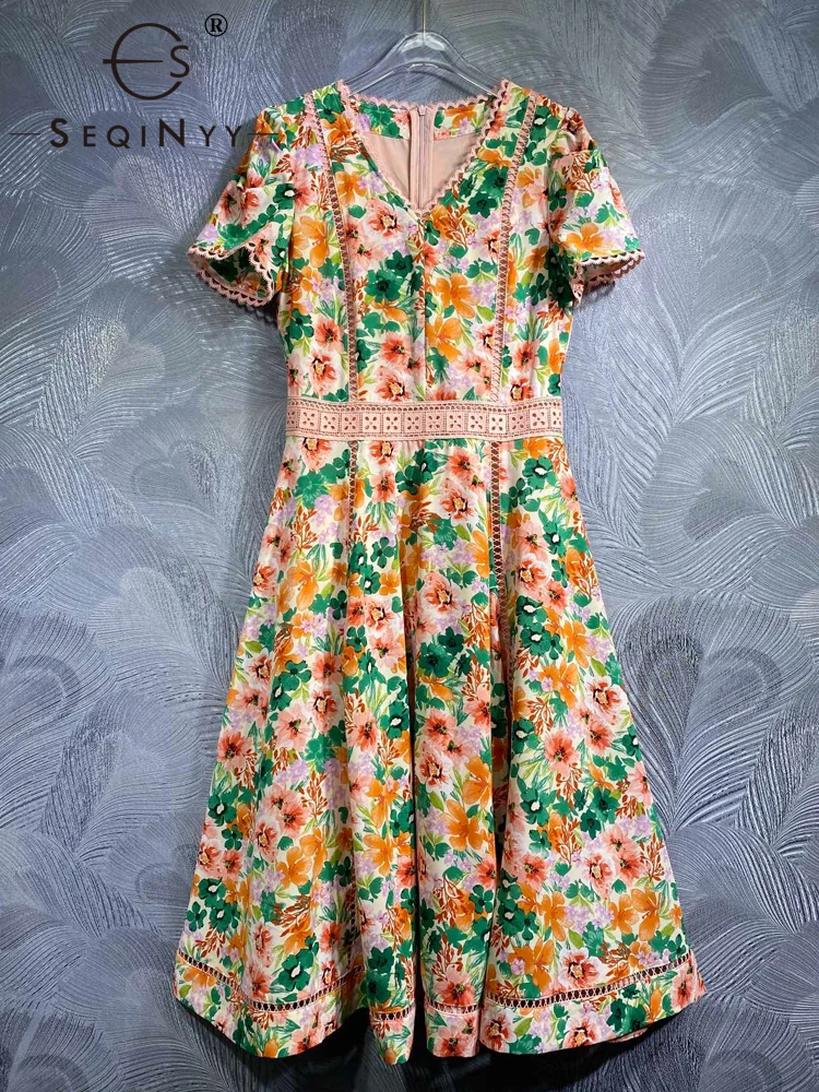 SEQINYY Pink Midi Dress Summer Spring New Fashion Design Women Runway V-Neck Vintage Flower Print Hollow Out Lace Casual
SEQINYY Pink Midi Dress Summer Spring New Fashion Design Women Runway V-Neck Vintage Flower Print Hollow Out Lace Casual