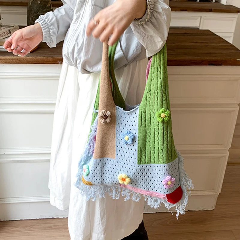Женская богемная вязаная крючком сумка на плечо с этническим цветочным принтом, сумка-тоут ручной работы с бахромой и кисточками, пляжная сумка, повседневная сумка через плечо, подарок 
Женская богемная вязаная крючком сумка на плечо с этническим цветочным принтом, сумка-тоут ручной работы с бахромой и кисточками, пляжная сумка, повседневная сумка через плечо, подарок