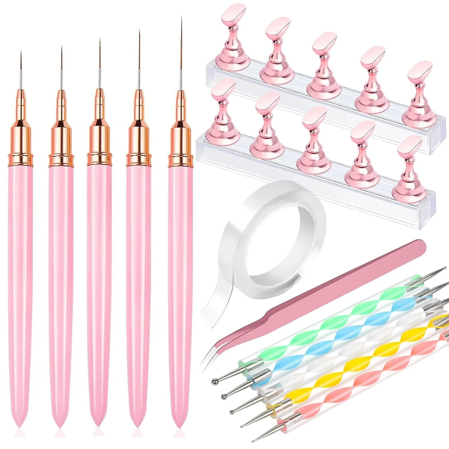 Nail Art Kit, Dotting Pen, Liner Brush, Magnetic Nail Stand, 14-Piece Professional Manicure Tools Set for DIY Home Salon.
Nail Art Kit, Dotting Pen, Liner Brush, Magnetic Nail Stand, 14-Piece Professional Manicure Tools Set for DIY Home Salon.
