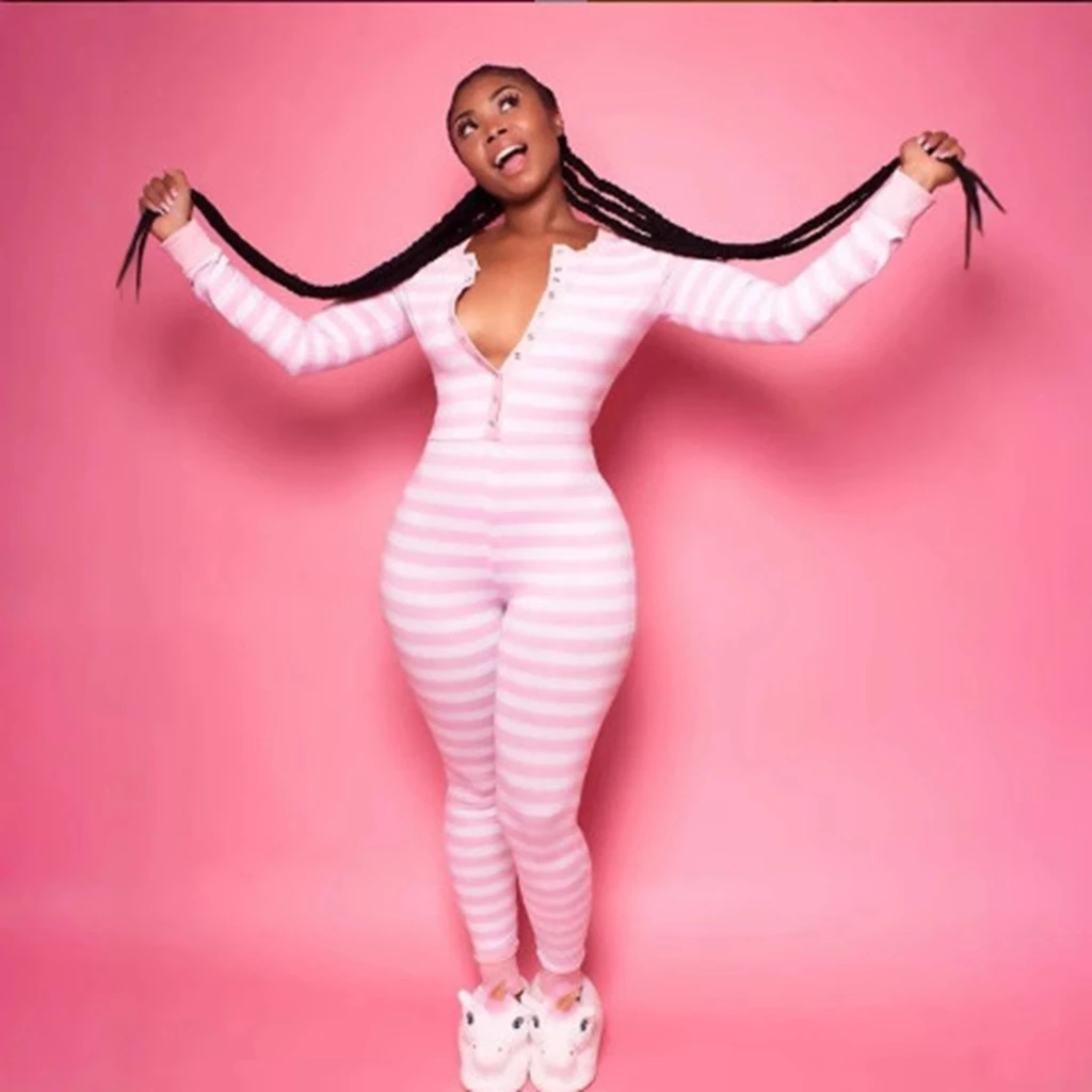 HEZIOWYUN Women's Casual Slim Fit Jumpsuits Half Button Deep V-Neck Long Sleeve Striped Leotard Rompers Clubwear
HEZIOWYUN Women's Casual Slim Fit Jumpsuits Half Button Deep V-Neck Long Sleeve Striped Leotard Rompers Clubwear