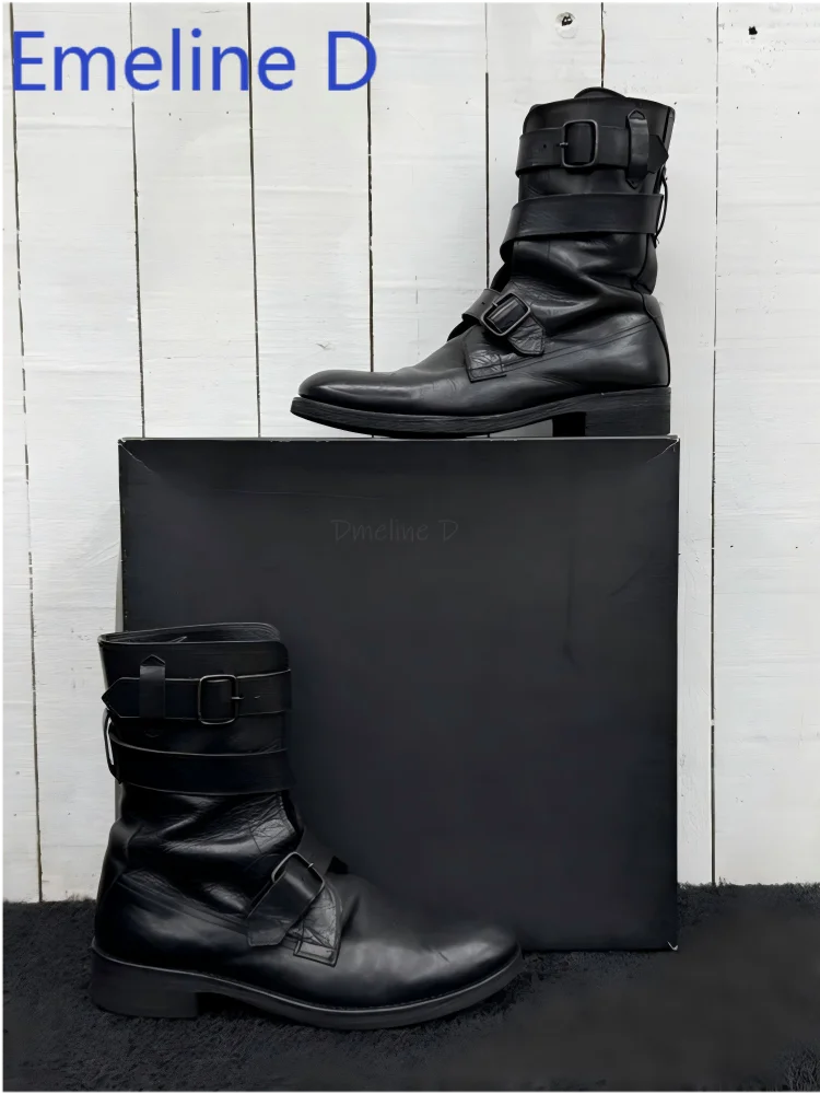 Belt Buckle, Mid Tube Boots Straps Round Toe Square Heel Height Increasing Sleeve Motorcycle Boots Black Minimalist Knight Boots
Belt Buckle, Mid Tube Boots Straps Round Toe Square Heel Height Increasing Sleeve Motorcycle Boots Black Minimalist Knight Boots