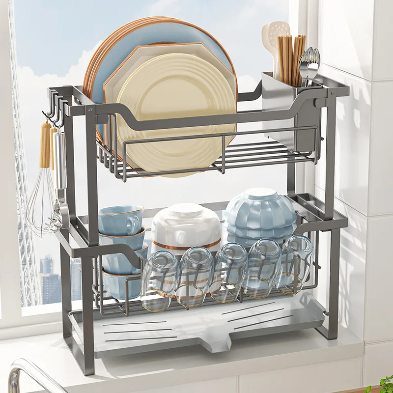 Kitchen bowl rack, drain rack, sink side dishes, tableware storage rack, sink countertop, narrow double-layer bowl drying rack
Kitchen bowl rack, drain rack, sink side dishes, tableware storage rack, sink countertop, narrow double-layer bowl drying rack