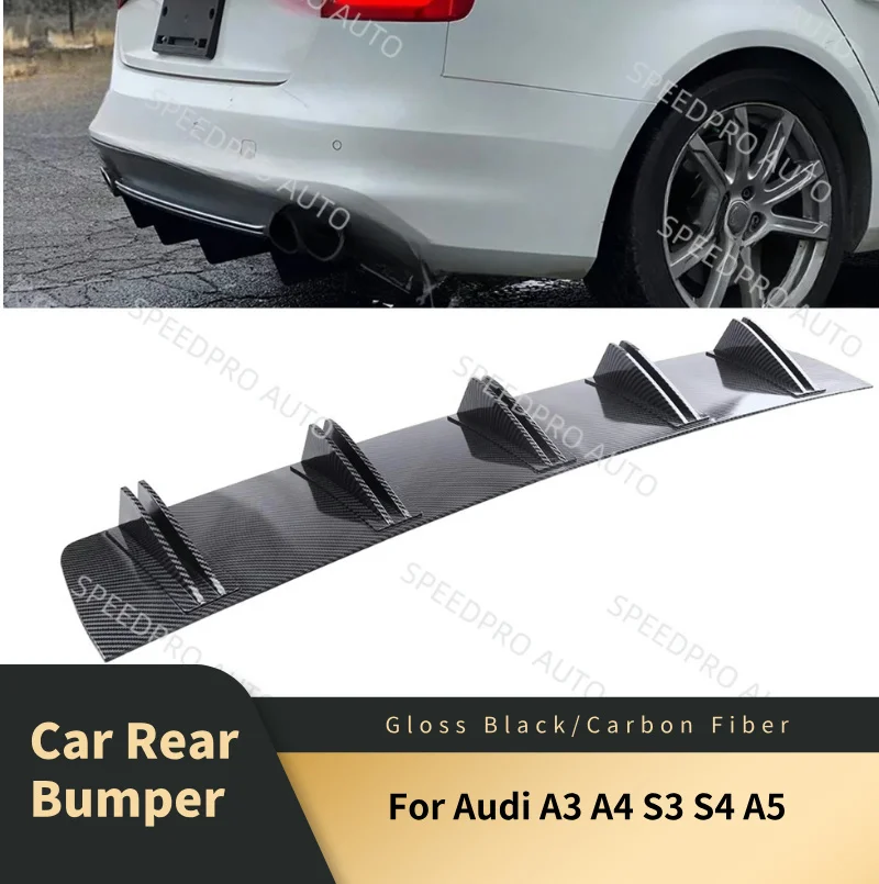 Rear Diffuser 5 Fins Shark Bumper Splitter Spoiler Lip For A-udi A3 A4 S3 S4 A5 Car Body Kit Accessories Carbon Fiber Black 
Rear Diffuser 5 Fins Shark Bumper Splitter Spoiler Lip For A-udi A3 A4 S3 S4 A5 Car Body Kit Accessories Carbon Fiber Black