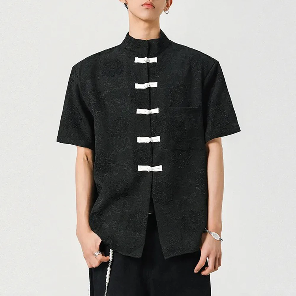 Men Shirt Cheongsam Button Ice Silk Casual Shirt Summer Streetwear Fashion Youth Campus Short Sleeve Top Men'S Clothing 2025 New
Men Shirt Cheongsam Button Ice Silk Casual Shirt Summer Streetwear Fashion Youth Campus Short Sleeve Top Men'S Clothing 2025 New