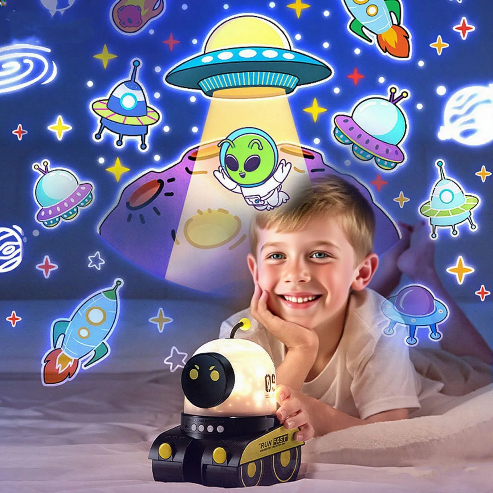 Робот, проекционный свет звездного неба, креативная детская игрушка-головоломка, светильник для сна, детский мультяшный проектор, лампа, ночник
Робот, проекционный свет звездного неба, креативная детская игрушка-головоломка, светильник для сна, детский мультяшный проектор, лампа, ночник