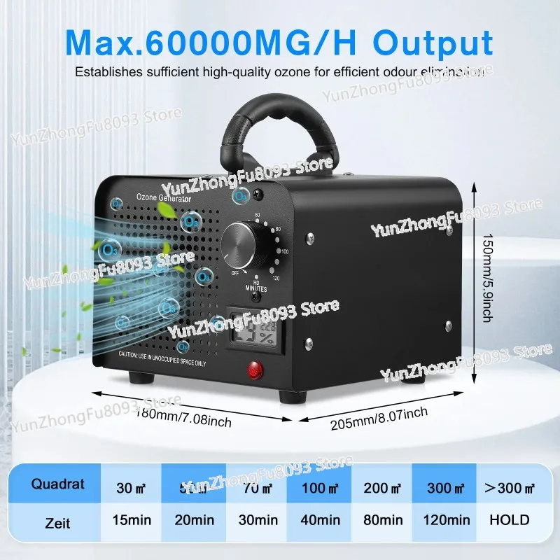 Ozone Generator 60000 mg/h High Capacity Ozone Machine Air Purifier with Temperature Humidity Display for Home Office Smoke Pet
Ozone Generator 60000 mg/h High Capacity Ozone Machine Air Purifier with Temperature Humidity Display for Home Office Smoke Pet
