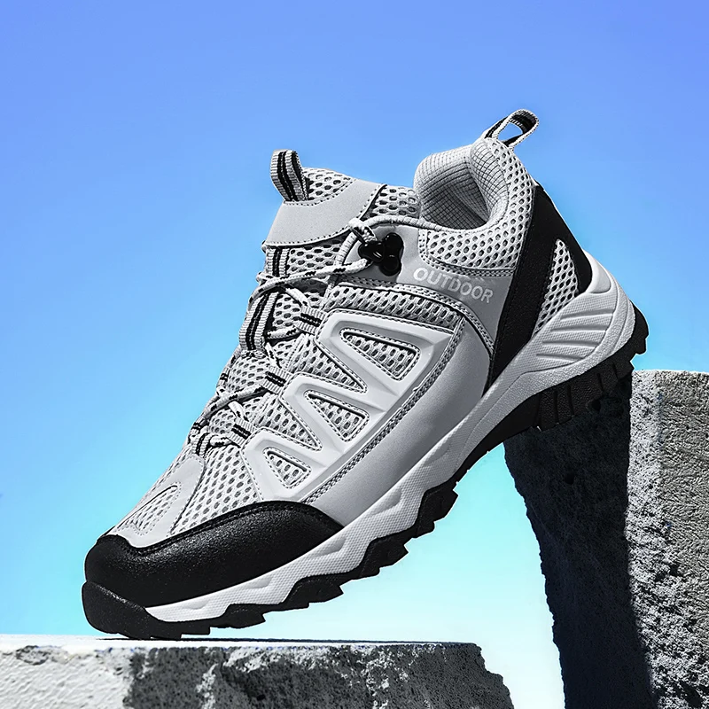 HKDQ Fashion Gray Men's Trekking Sneakers Breathable Mesh Walking Shoes Men Big Size 39-47 Outdoor Platform Hiking Shoes For Men
HKDQ Fashion Gray Men's Trekking Sneakers Breathable Mesh Walking Shoes Men Big Size 39-47 Outdoor Platform Hiking Shoes For Men
