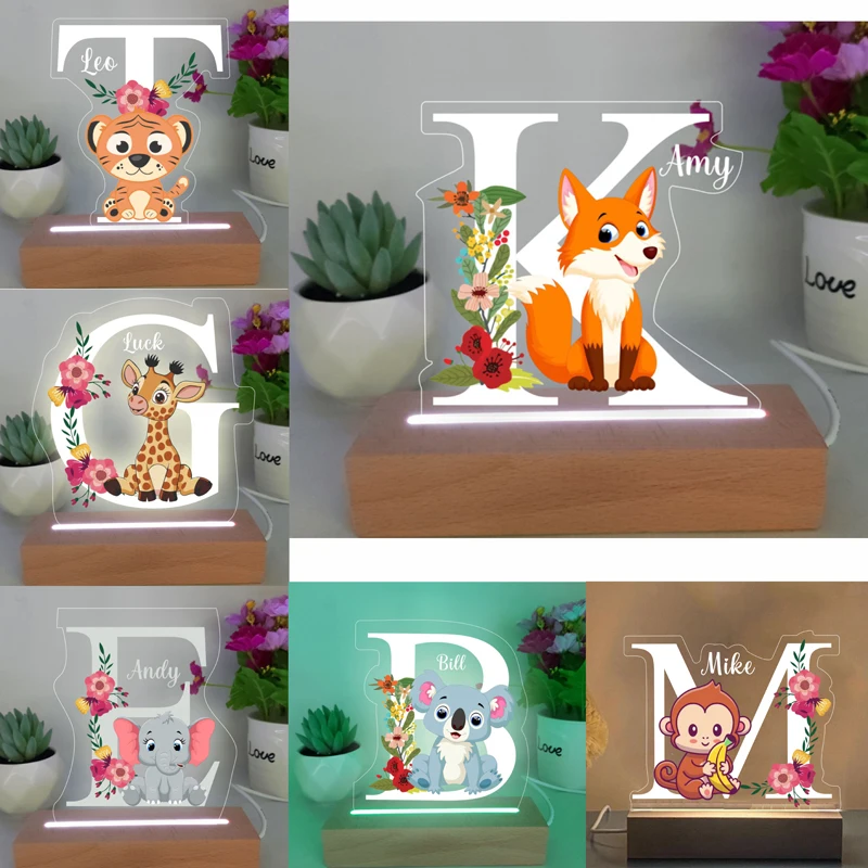 Custom Name Acrylic Night Lamp Personalized Animal Theme Kids Bedside Light Birthday Gift for Baby Children Bedroom Decoration
Custom Name Acrylic Night Lamp Personalized Animal Theme Kids Bedside Light Birthday Gift for Baby Children Bedroom Decoration