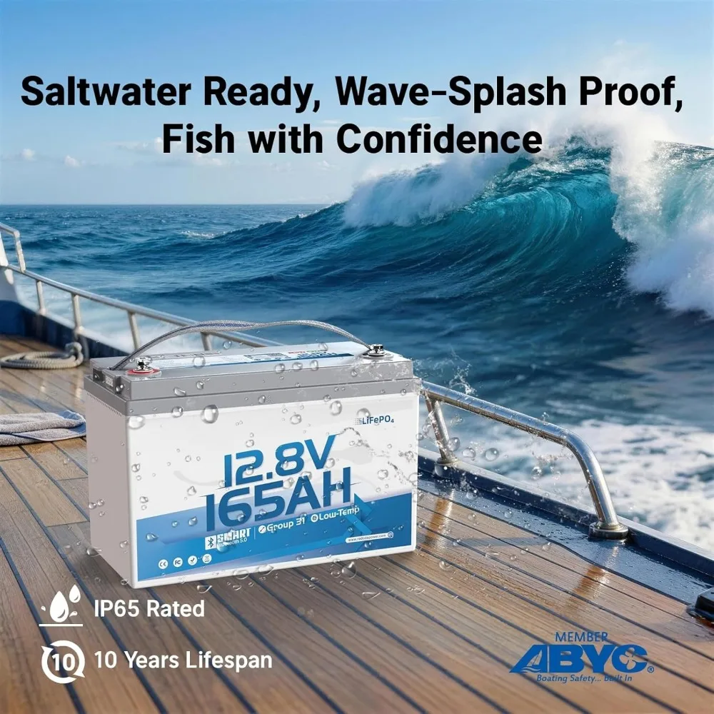 12V 165Ah LiFePO4 Battery, 2112Wh Marine Lithium Battery, 165A BMS & Bluetooth 5.0 Smart Monitoring, Replacement, Custom
12V 165Ah LiFePO4 Battery, 2112Wh Marine Lithium Battery, 165A BMS & Bluetooth 5.0 Smart Monitoring, Replacement, Custom
