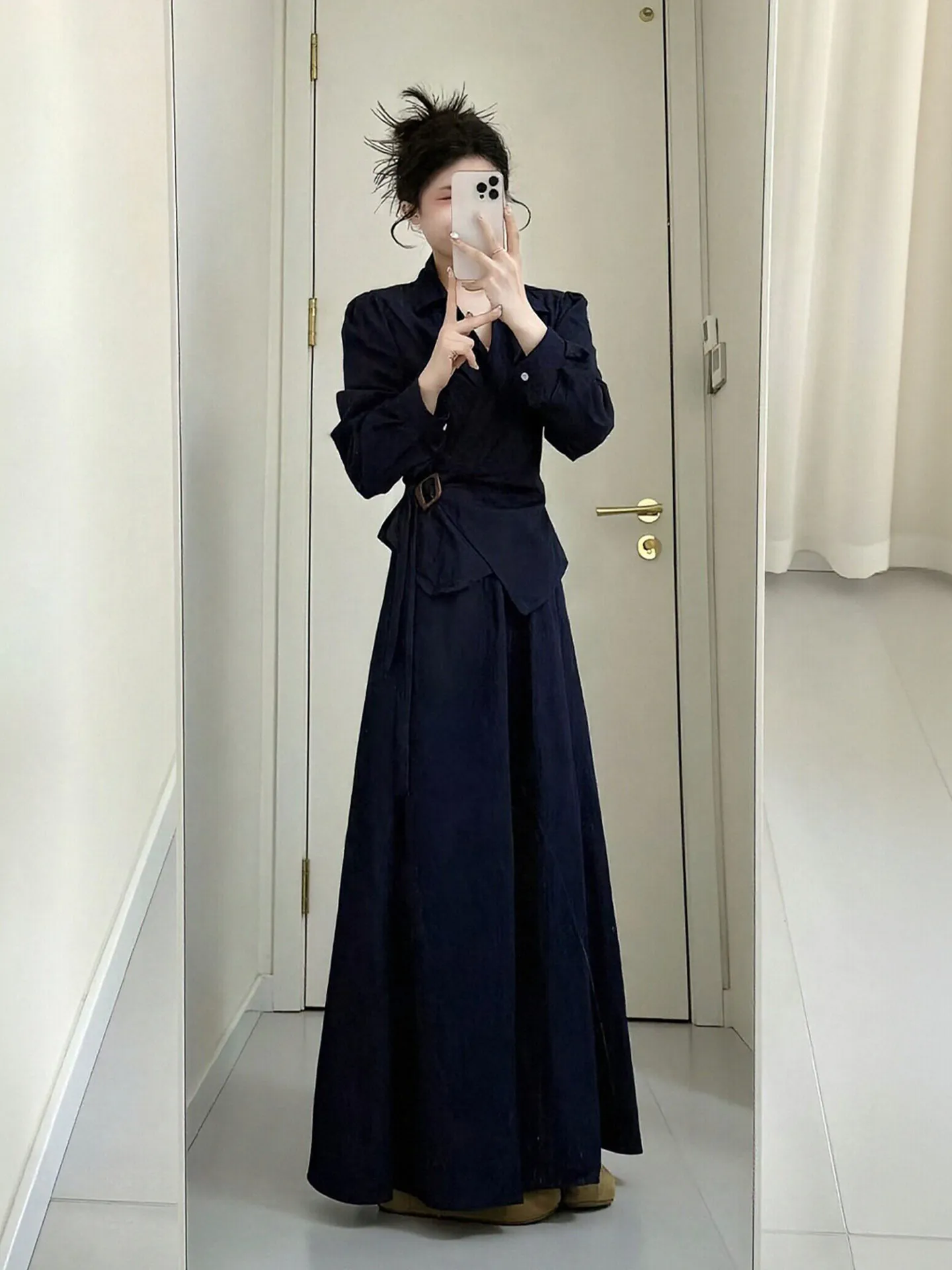 Spring Casual Style plus Size Women's Shirt Skirt Set Belted Waist Tie Dress High Waist Asymmetric Design V-neck Polyester
Spring Casual Style plus Size Women's Shirt Skirt Set Belted Waist Tie Dress High Waist Asymmetric Design V-neck Polyester
