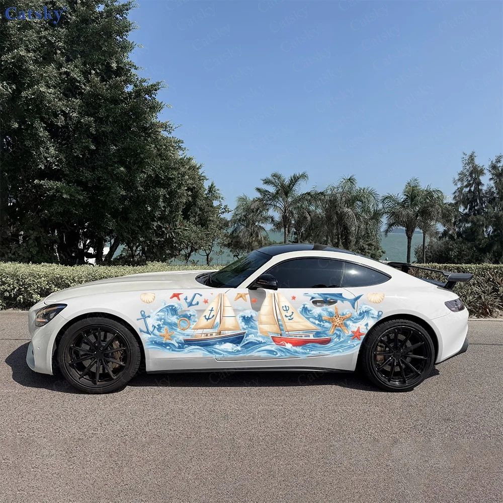 2Pcs Sailing in Waves and Seashells Car Body Side Stickers, Automotive Door Side Graphics for Cars, Car Decoration Accessory
2Pcs Sailing in Waves and Seashells Car Body Side Stickers, Automotive Door Side Graphics for Cars, Car Decoration Accessory