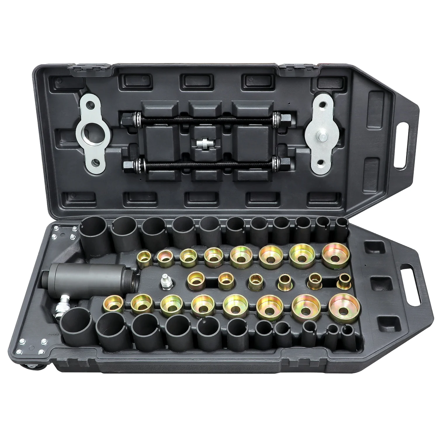 51pcs Universal Hydraulic Bearing/Bush Press Frame Kit Hydraulic Steering System Pull Tool Set
51pcs Universal Hydraulic Bearing/Bush Press Frame Kit Hydraulic Steering System Pull Tool Set