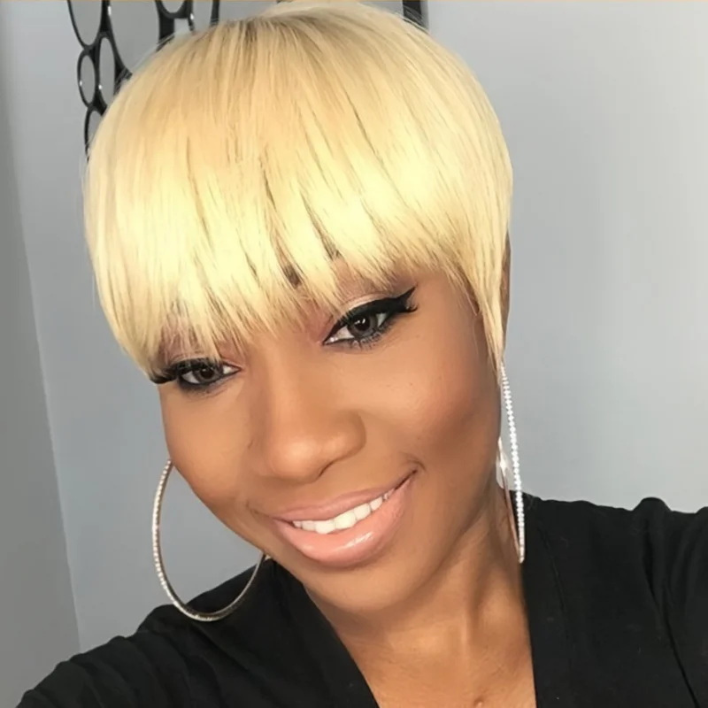 Straight Pixie Cut Short Wigs for Black Women 00% Brazilian Human Hair Wig Full Machine Made with Bangs
Straight Pixie Cut Short Wigs for Black Women 00% Brazilian Human Hair Wig Full Machine Made with Bangs