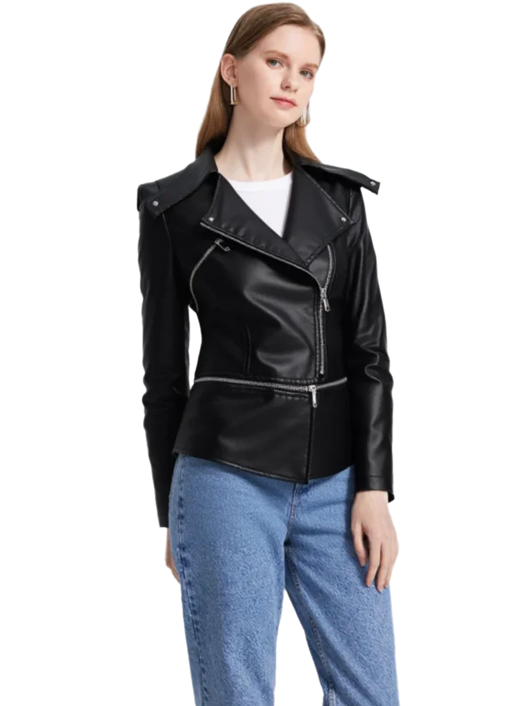 Women's Faux Leather Jacket Detachable Hem Full Sleeve Turn Down Collar Asymmetric Zip PU Leather Slim Moto Biker Style Coat
Women's Faux Leather Jacket Detachable Hem Full Sleeve Turn Down Collar Asymmetric Zip PU Leather Slim Moto Biker Style Coat