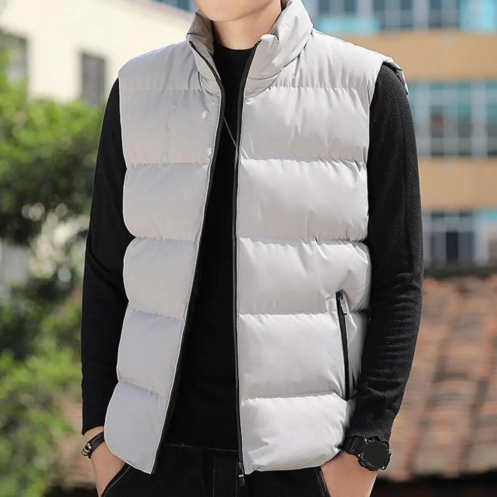 Men Waistcoat Stand Collar Sleeveless Zippered Pockets Solid Color Vest Coat Thickened Warm Windproof Vest Outwear Male Jackets
Men Waistcoat Stand Collar Sleeveless Zippered Pockets Solid Color Vest Coat Thickened Warm Windproof Vest Outwear Male Jackets