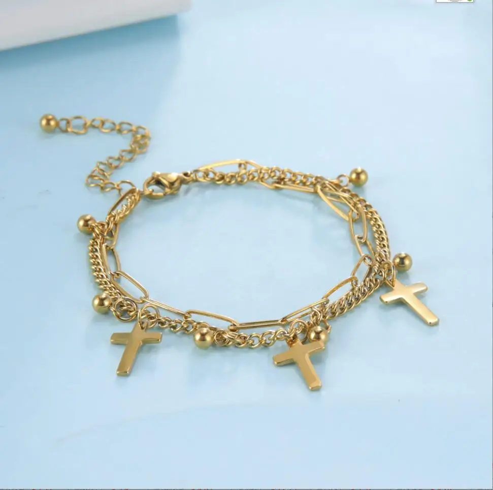 1PC Stainless Steel Bracelets Cross Classic Fashion Style Double Layer Bracelet For Women Fine Fashion Jewelry Wedding F1169
1PC Stainless Steel Bracelets Cross Classic Fashion Style Double Layer Bracelet For Women Fine Fashion Jewelry Wedding F1169