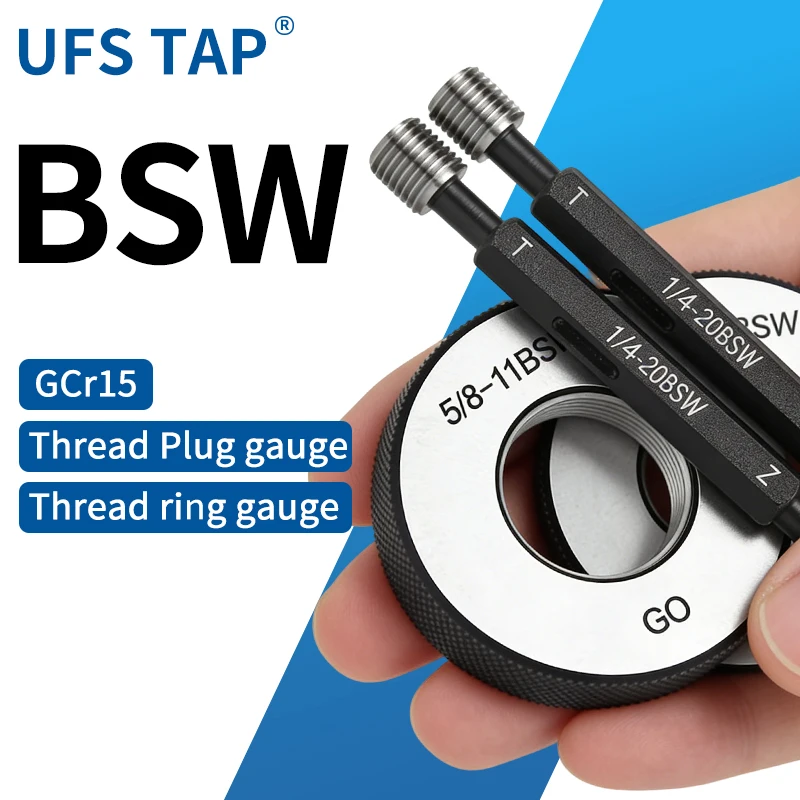 UFS TAP 1PC/SET BSW Taper Pipe Thread Plug/Ring Gauge Measure Tool BSW 5/32~7/8 BSW1''-- 1''1/8~1''7/8 BSW 2''-- High Quality
UFS TAP 1PC/SET BSW Taper Pipe Thread Plug/Ring Gauge Measure Tool BSW 5/32~7/8 BSW1''-- 1''1/8~1''7/8 BSW 2''-- High Quality