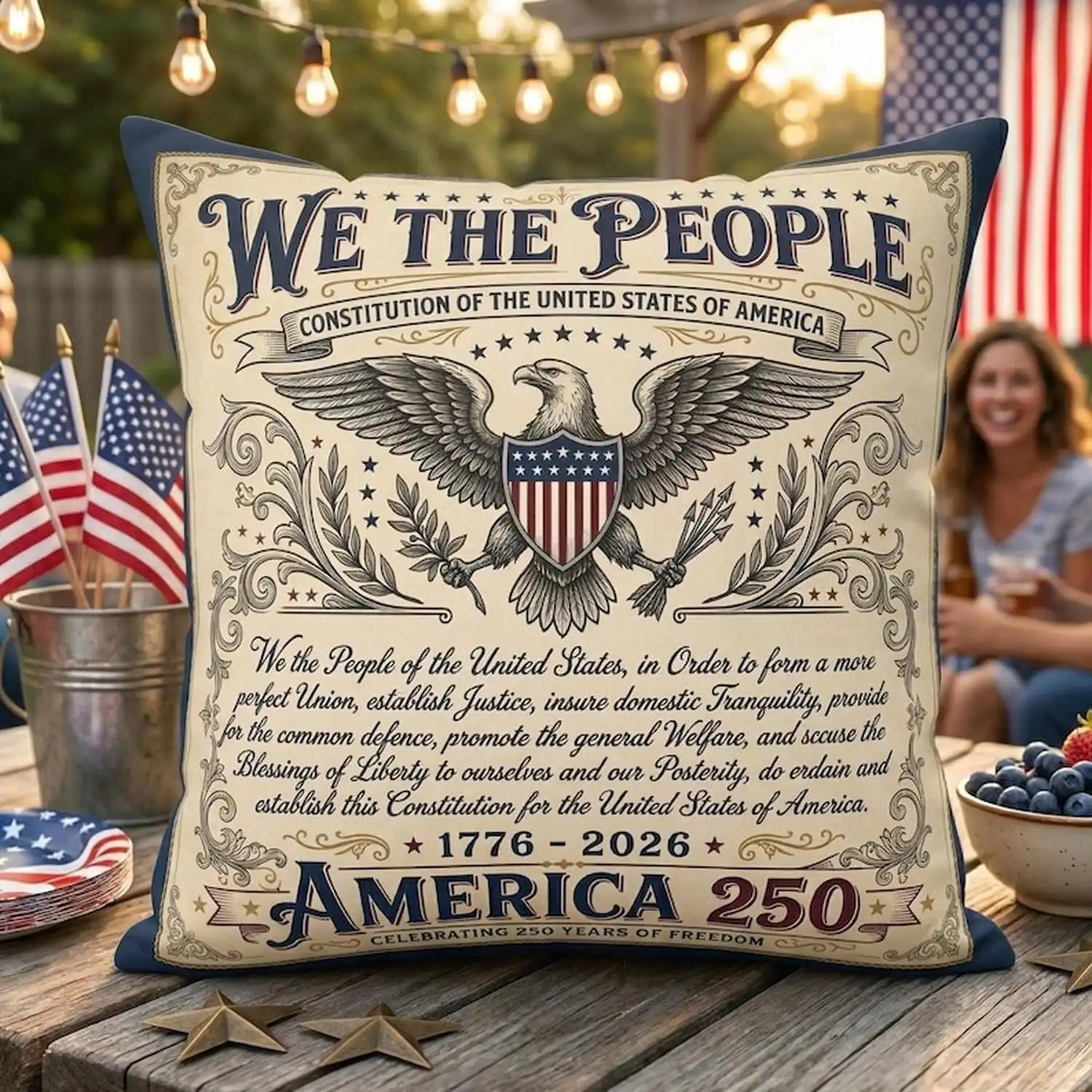 "Our People" Pillow, American 250Th Anniversary Commemorative Pillow Cover or Pillow Insert, Vintage Consumer Decoration, 1776-2026 Patriotic Home Decor
"Our People" Pillow, American 250Th Anniversary Commemorative Pillow Cover or Pillow Insert, Vintage Consumer Decoration, 1776-2026 Patriotic Home Decor