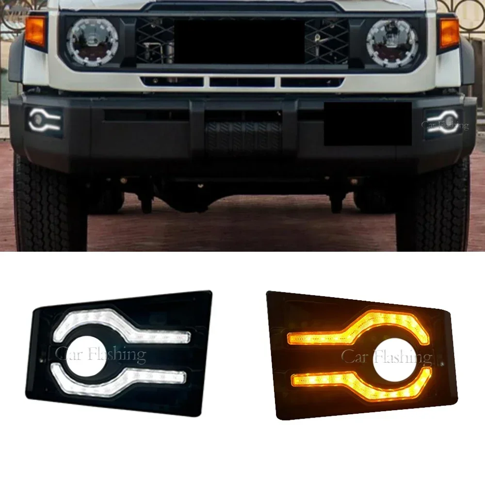 New! Car LED DRL For Toyota Land Cruiser LC76 LC78 LC79 2023 2024 Daytime Running Lights Fog light with Turn Signal Fog Lamp cov
New! Car LED DRL For Toyota Land Cruiser LC76 LC78 LC79 2023 2024 Daytime Running Lights Fog light with Turn Signal Fog Lamp cov