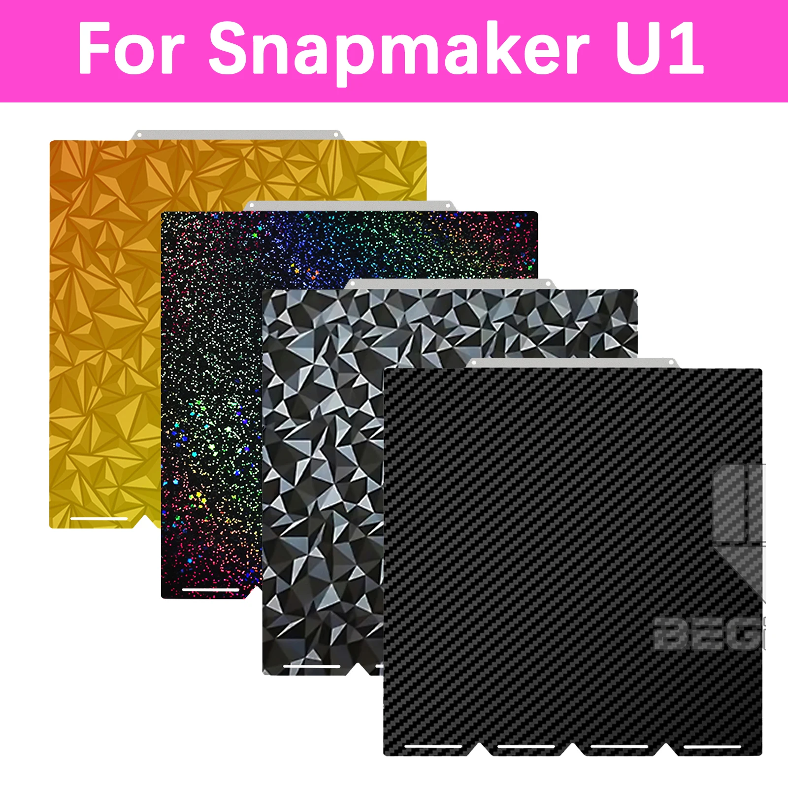 276x293mm For Snapmaker U1 Build Plate PEI Textured Spring Steel Plate Double Sided Smooth PEO PET PEY Sheet For Snapmaker U1