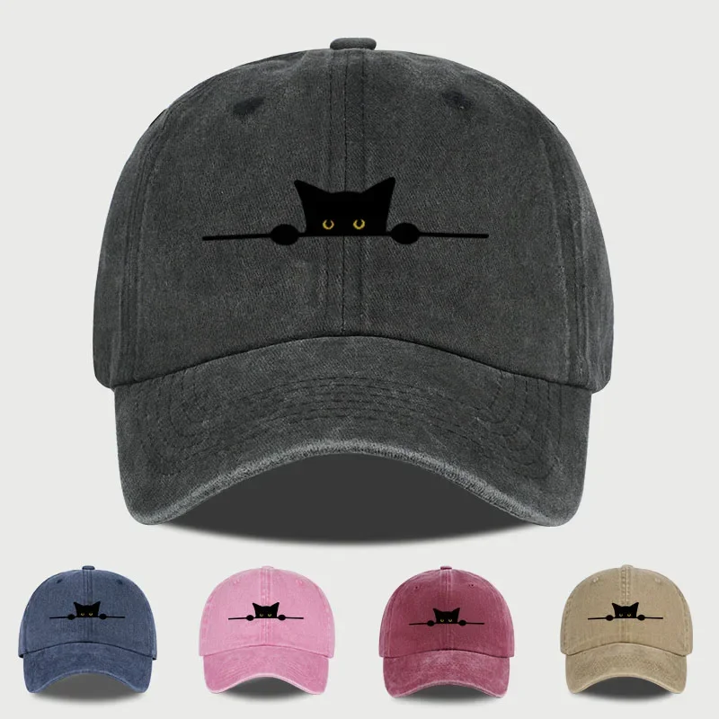 Retro Cartoon Cat Print Washed Baseball Cap – Adjustable Unisex Cute Cat Lover Sun Hat, Perfect for Fishing and Camping
Retro Cartoon Cat Print Washed Baseball Cap – Adjustable Unisex Cute Cat Lover Sun Hat, Perfect for Fishing and Camping