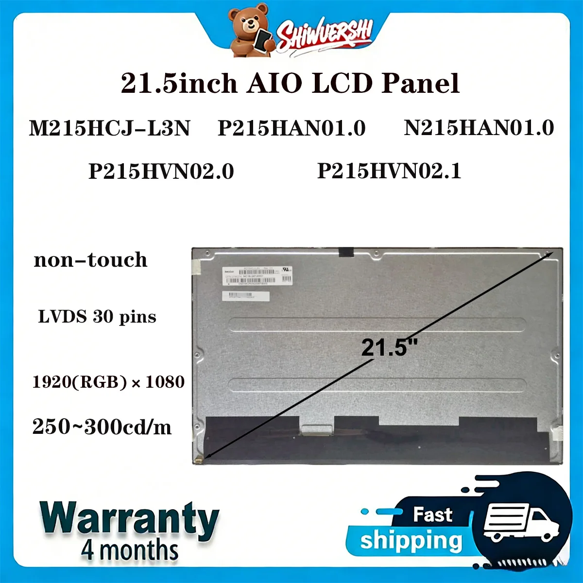 Original New A+ 21.5" LCD Display Screen M215HCJ-L3N P215HAN01.0 N215HAN01.0 P215HVN02.0 P215HVN02.1 1920*1080P FHD 30 pins
Original New A+ 21.5" LCD Display Screen M215HCJ-L3N P215HAN01.0 N215HAN01.0 P215HVN02.0 P215HVN02.1 1920*1080P FHD 30 pins