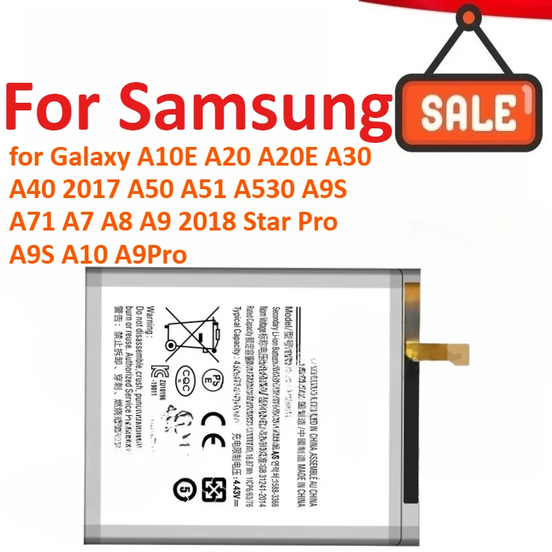 Аккумулятор для мобильного телефона Samsung Galaxy A10E A20 A20E A30 A40 2017 A50 A51 A530 A9S A71 A7 A8 A9 2018 Star Pro A9S A10 A9Pro
Аккумулятор для мобильного телефона Samsung Galaxy A10E A20 A20E A30 A40 2017 A50 A51 A530 A9S A71 A7 A8 A9 2018 Star Pro A9S A10 A9Pro