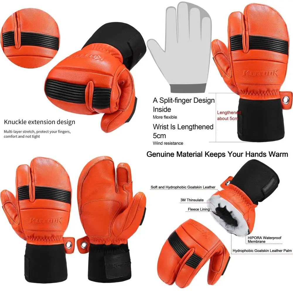 KUTOOK Лыжные перчатки из козьей кожи с водонепроницаемой защитой HIPORA для приключений на свежем воздухе
KUTOOK Лыжные перчатки из козьей кожи с водонепроницаемой защитой HIPORA для приключений на свежем воздухе