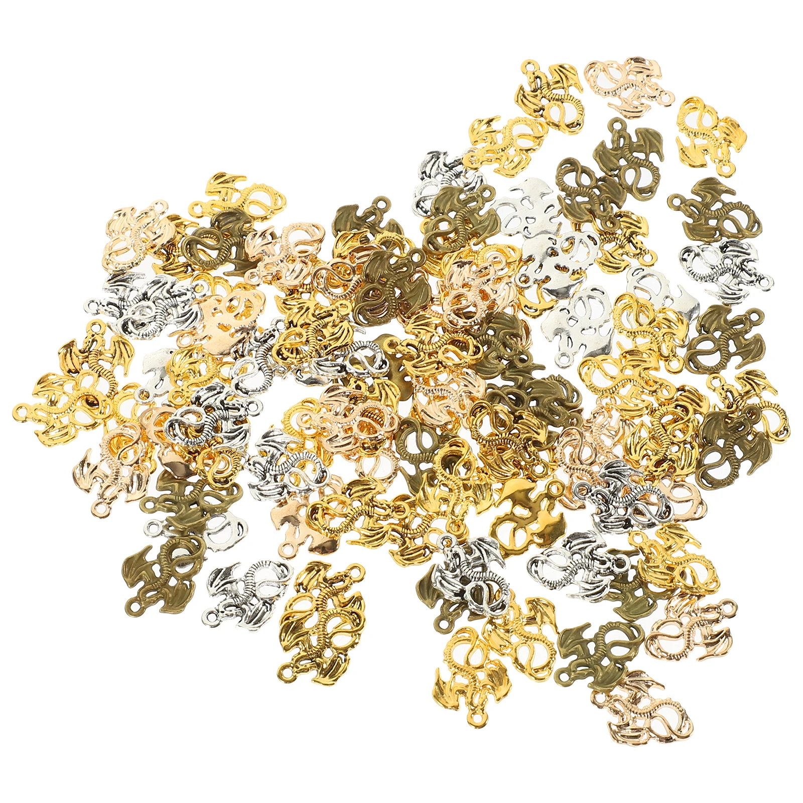 100pcs Vintage Alloy Dragon Pendants Retro Bronze Silver Gold Color Durable DIY Necklace Bracelet Home Decor Keychain Charms
100pcs Vintage Alloy Dragon Pendants Retro Bronze Silver Gold Color Durable DIY Necklace Bracelet Home Decor Keychain Charms
