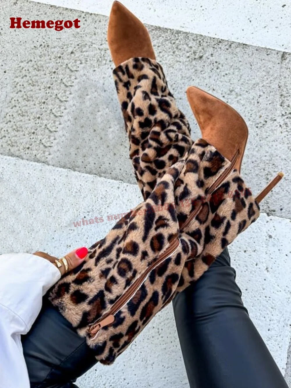 Leopard Fur Knee High Boots Flip Up Pointy Toe Stiletto Heels Women's Boots 2025 Side Zipper Suede Leather Casual Shoes Luxury
Leopard Fur Knee High Boots Flip Up Pointy Toe Stiletto Heels Women's Boots 2025 Side Zipper Suede Leather Casual Shoes Luxury