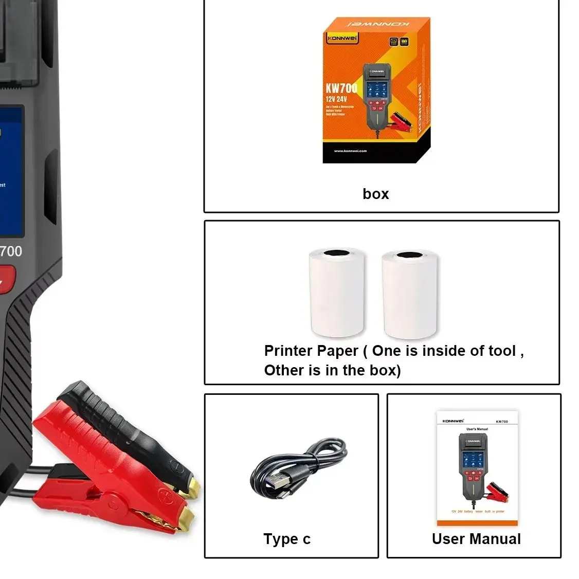 KOWWEI STABLE KW700 Battery Tester with Printing Function 12V 24V for Car Truck 10-2000CCA Start Charge Test
KOWWEI STABLE KW700 Battery Tester with Printing Function 12V 24V for Car Truck 10-2000CCA Start Charge Test