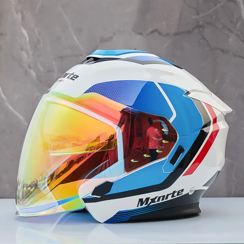 Double Lens Half Helmet Mxnrte Blue Red Motorcycle Helmet Off-Road Safety Helmet DOT Approved Casco Casque Men and Women
Double Lens Half Helmet Mxnrte Blue Red Motorcycle Helmet Off-Road Safety Helmet DOT Approved Casco Casque Men and Women